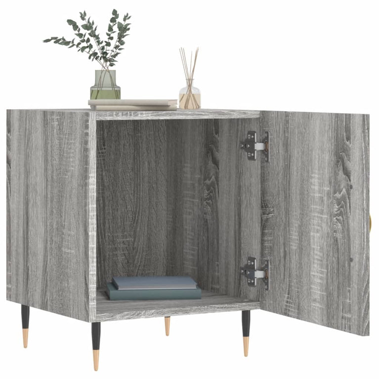Nachtkastje 40x40x50 cm bewerkt hout grijs sonoma eikenkleurig MeubelReus