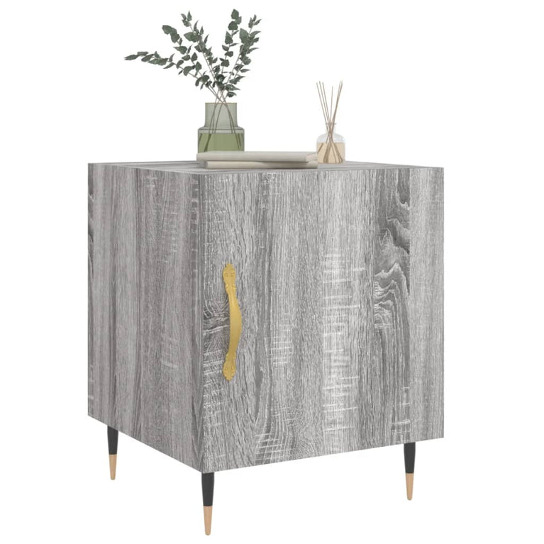 Nachtkastje 40x40x50 cm bewerkt hout grijs sonoma eikenkleurig MeubelReus