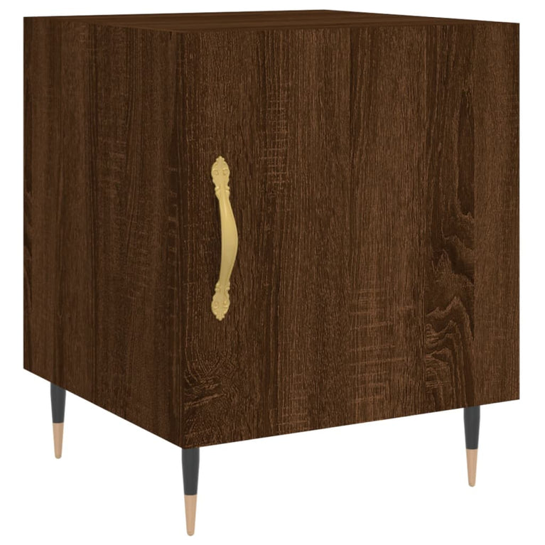 Nachtkastje 40x40x50 cm bewerkt hout bruin eikenkleur MeubelReus
