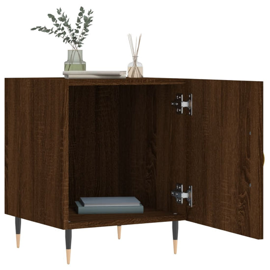 Nachtkastje 40x40x50 cm bewerkt hout bruin eikenkleur MeubelReus