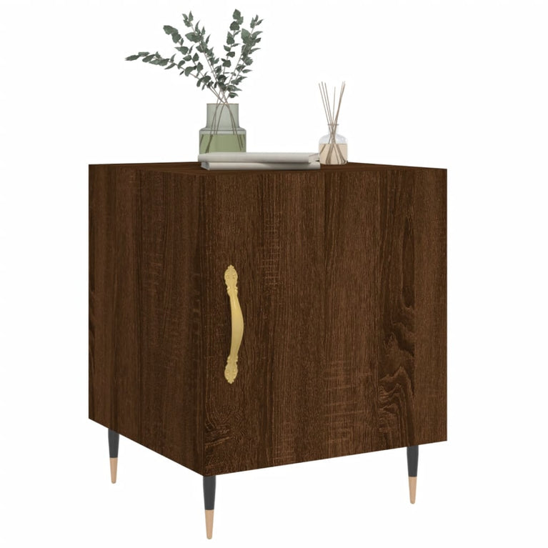 Nachtkastje 40x40x50 cm bewerkt hout bruin eikenkleur MeubelReus