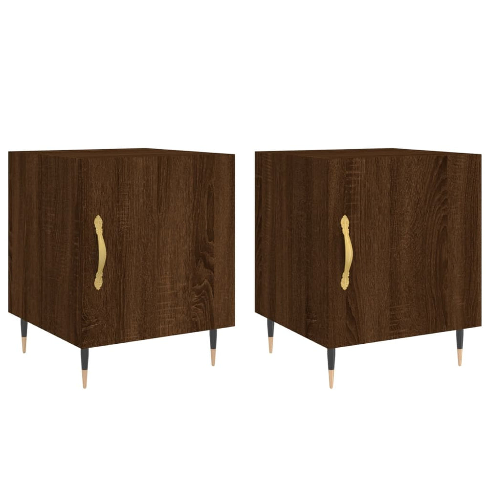 Nachtkastjes 2 st 40x40x50 cm bewerkt hout bruin eikenkleur MeubelReus