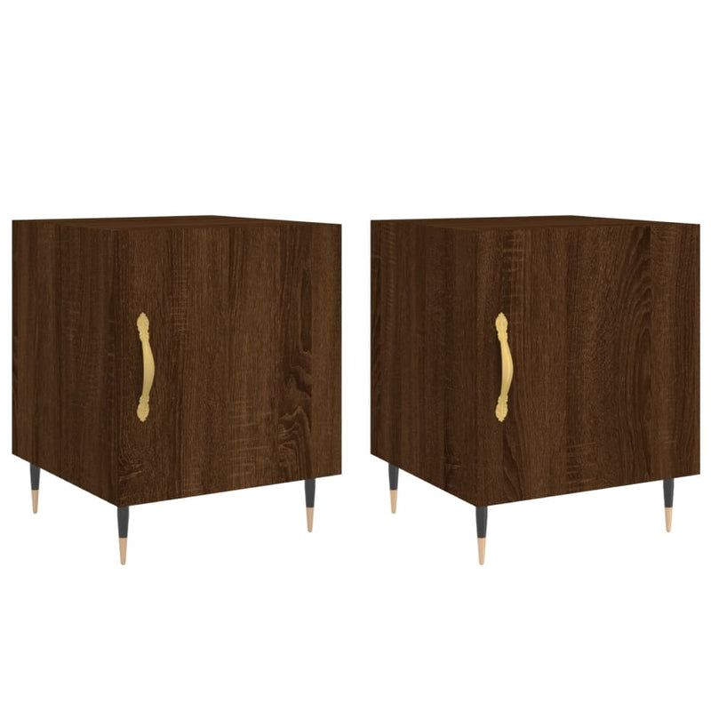 Nachtkastjes 2 st 40x40x50 cm bewerkt hout bruin eikenkleur MeubelReus