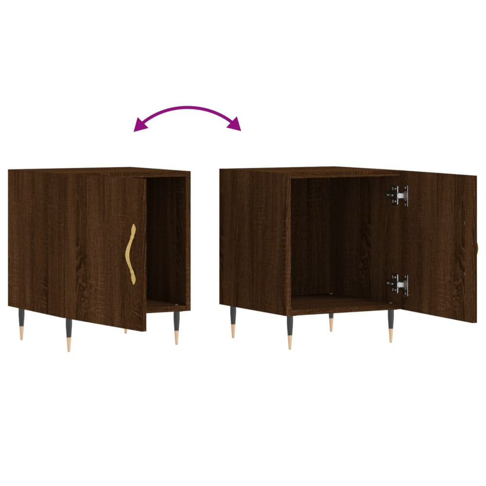 Nachtkastjes 2 st 40x40x50 cm bewerkt hout bruin eikenkleur MeubelReus