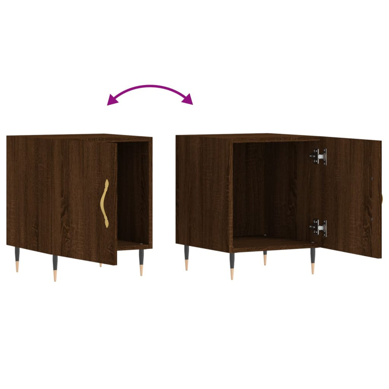 Nachtkastjes 2 st 40x40x50 cm bewerkt hout bruin eikenkleur MeubelReus