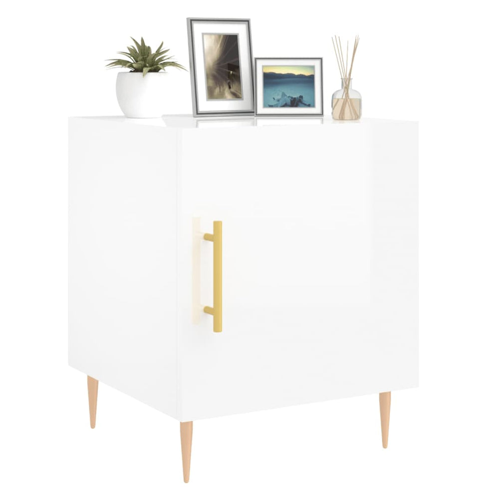 Nachtkastjes 2 st 40x40x50 cm bewerkt hout hoogglans wit MeubelReus