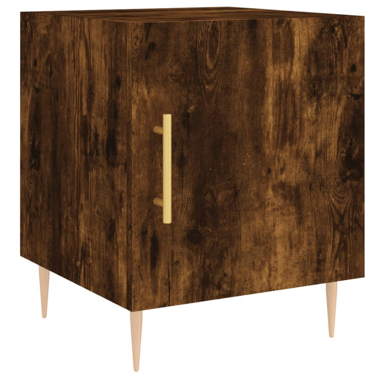 Nachtkastje 40x40x50 cm bewerkt hout gerookt eikenkleurig MeubelReus