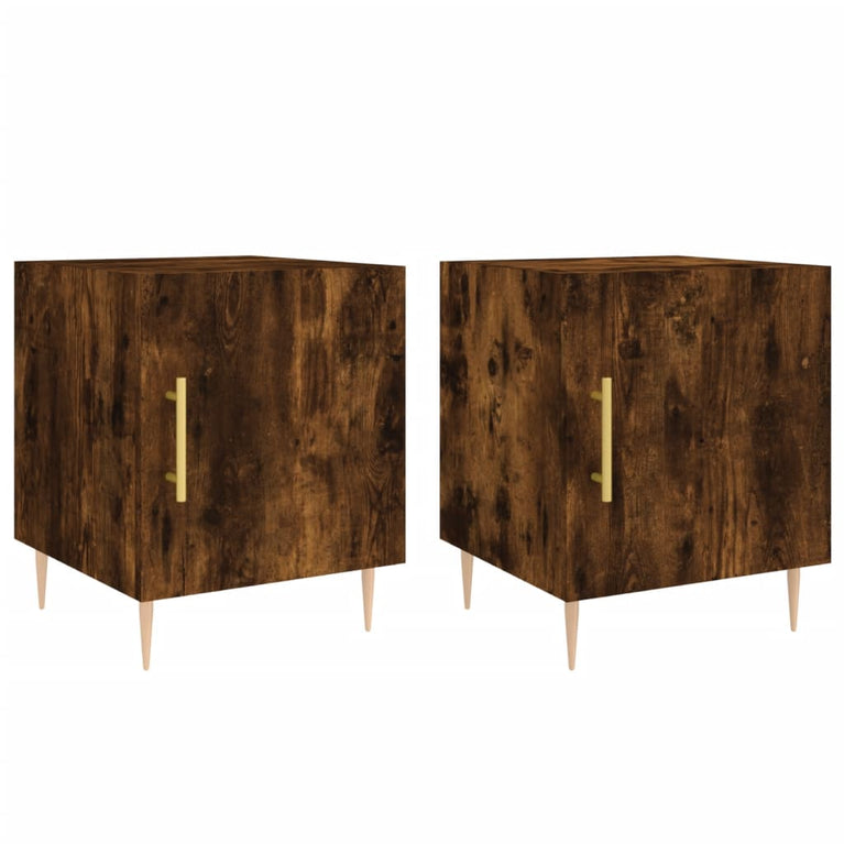 Nachtkastjes 2 st 40x40x50 cm bewerkt hout gerookt eikenkleurig MeubelReus