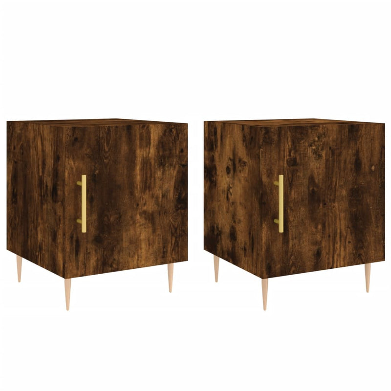 Nachtkastjes 2 st 40x40x50 cm bewerkt hout gerookt eikenkleurig MeubelReus
