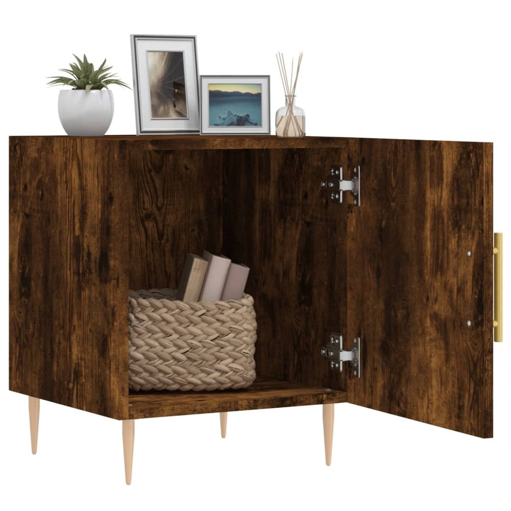 Nachtkastjes 2 st 40x40x50 cm bewerkt hout gerookt eikenkleurig MeubelReus