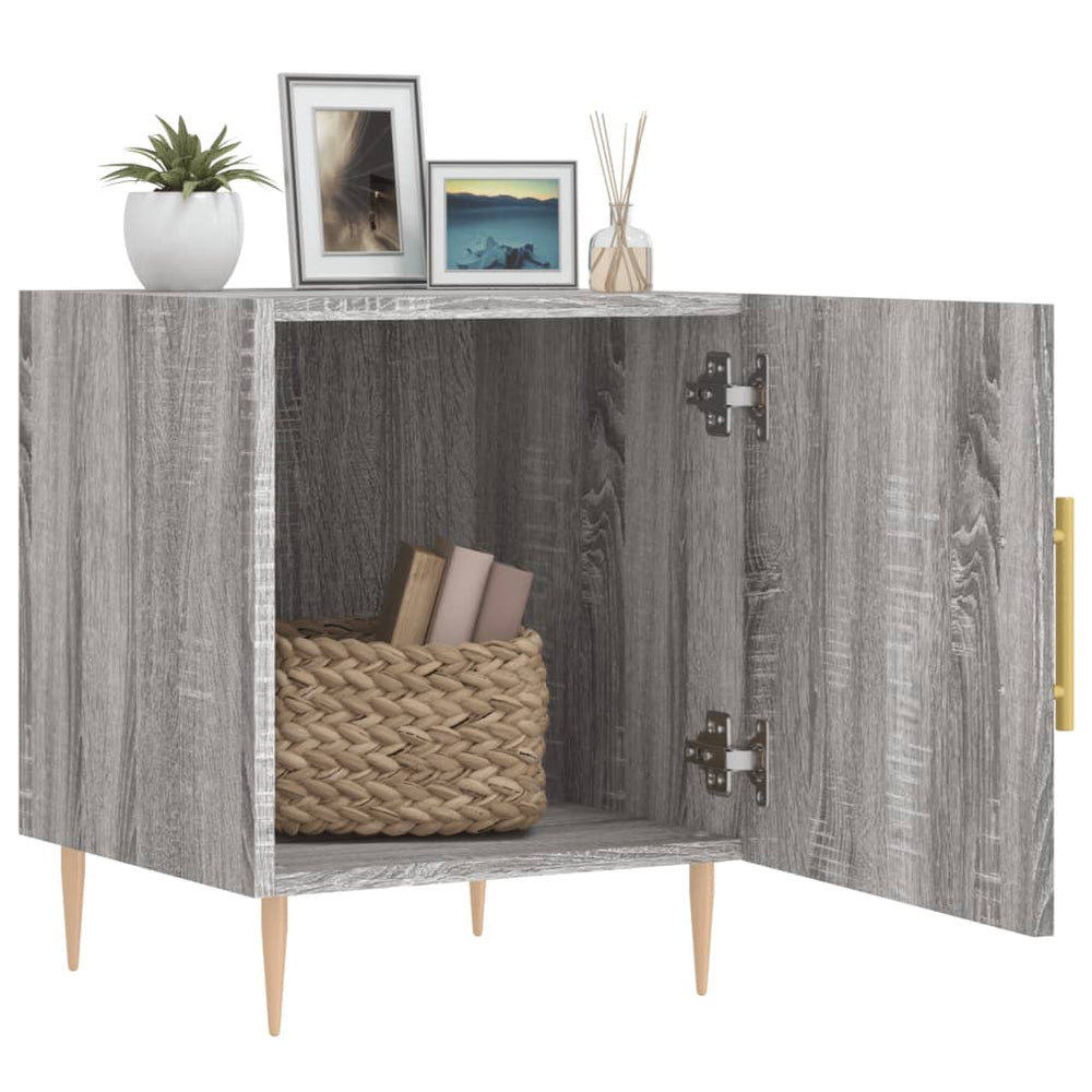 Nachtkastje 40x40x50 cm bewerkt hout grijs sonoma eikenkleurig MeubelReus