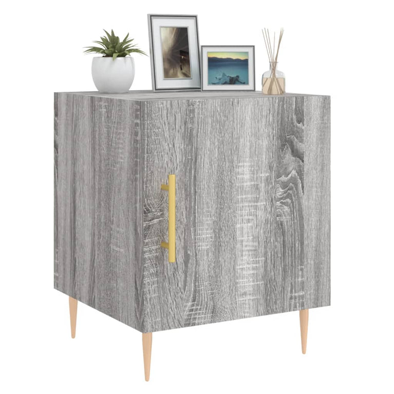 Nachtkastje 40x40x50 cm bewerkt hout grijs sonoma eikenkleurig MeubelReus