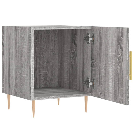 Nachtkastje 40x40x50 cm bewerkt hout grijs sonoma eikenkleurig MeubelReus