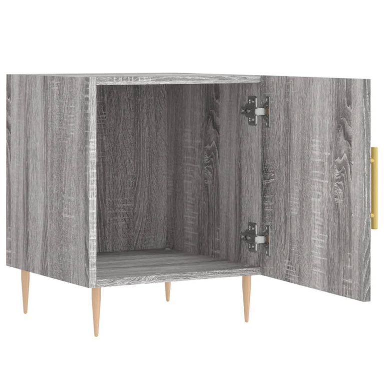 Nachtkastje 40x40x50 cm bewerkt hout grijs sonoma eikenkleurig MeubelReus