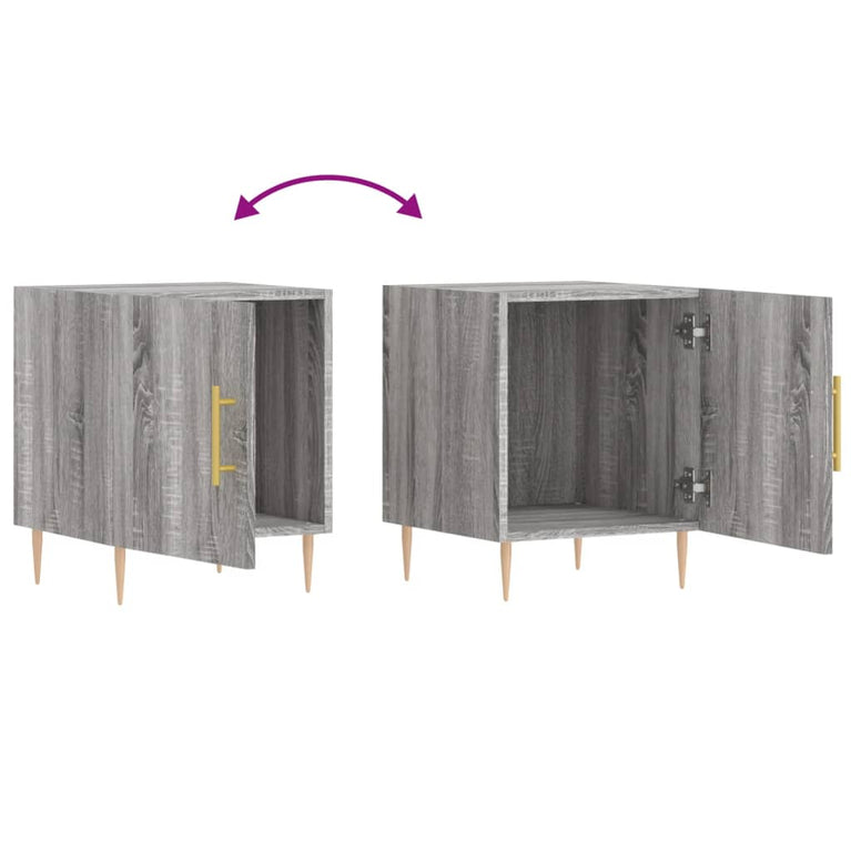 Nachtkastje 40x40x50 cm bewerkt hout grijs sonoma eikenkleurig MeubelReus