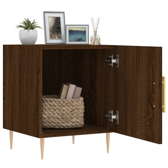 Nachtkastje 40x40x50 cm bewerkt hout bruin eikenkleur MeubelReus