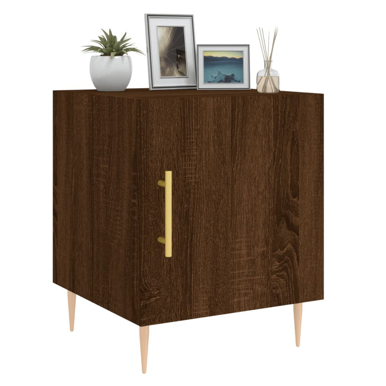 Nachtkastje 40x40x50 cm bewerkt hout bruin eikenkleur MeubelReus