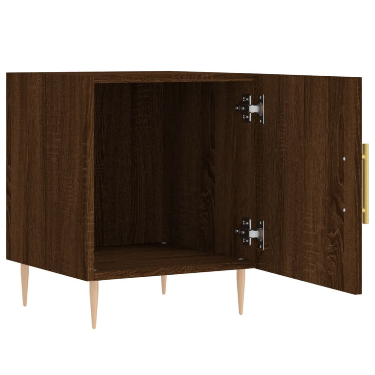 Nachtkastje 40x40x50 cm bewerkt hout bruin eikenkleur MeubelReus