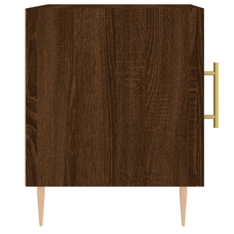 Nachtkastje 40x40x50 cm bewerkt hout bruin eikenkleur MeubelReus