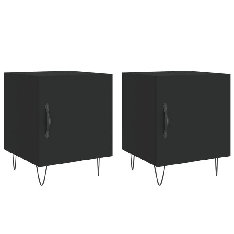 Nachtkastjes 2 st 40x40x50 cm bewerkt hout zwart MeubelReus