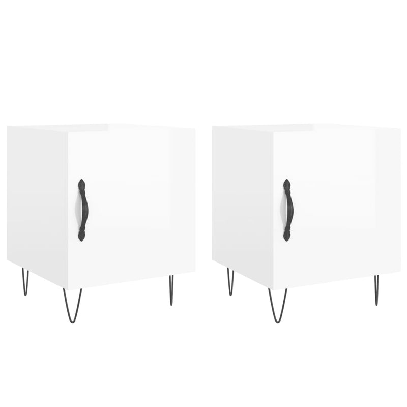 Nachtkastjes 2 st 40x40x50 cm bewerkt hout hoogglans wit MeubelReus
