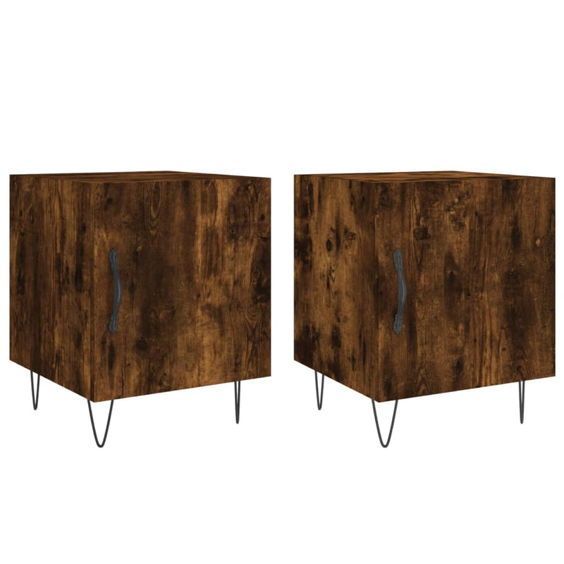 Nachtkastjes 2 st 40x40x50 cm bewerkt hout gerookt eikenkleurig MeubelReus
