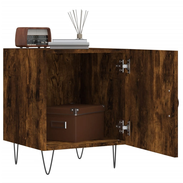 Nachtkastjes 2 st 40x40x50 cm bewerkt hout gerookt eikenkleurig MeubelReus