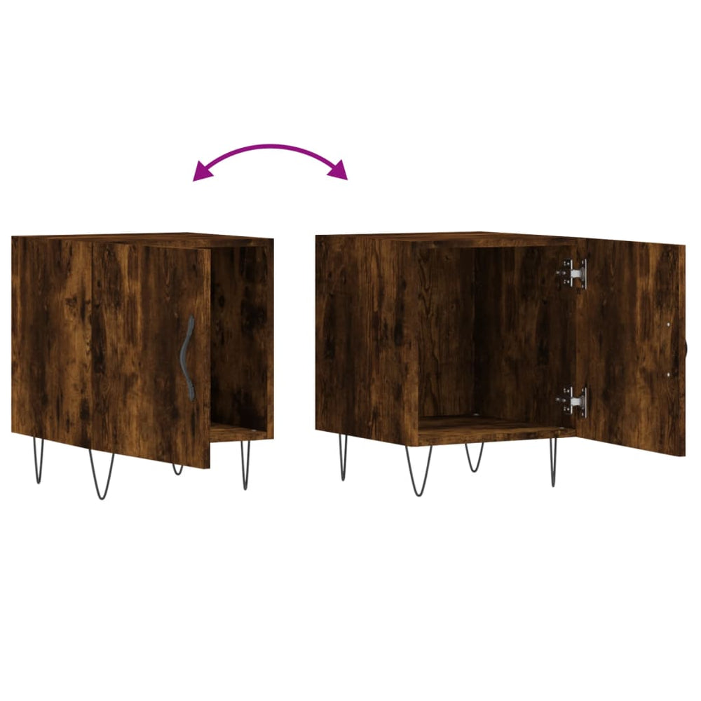 Nachtkastjes 2 st 40x40x50 cm bewerkt hout gerookt eikenkleurig MeubelReus