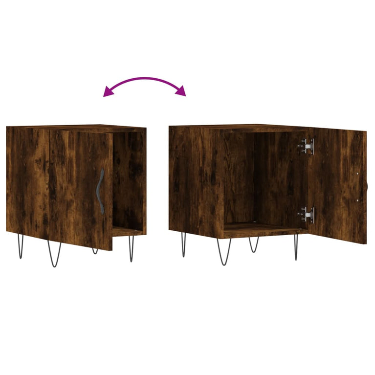 Nachtkastjes 2 st 40x40x50 cm bewerkt hout gerookt eikenkleurig MeubelReus