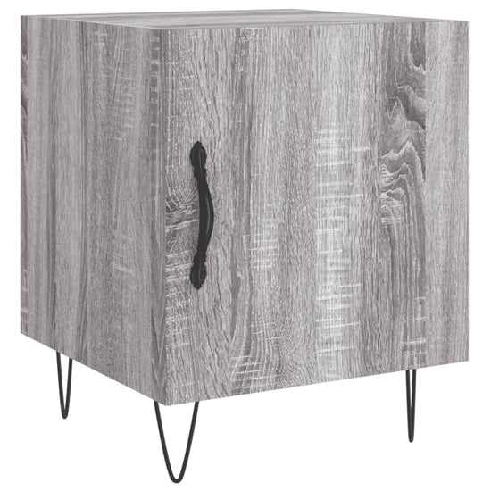 Nachtkastje 40x40x50 cm bewerkt hout grijs sonoma eikenkleurig MeubelReus