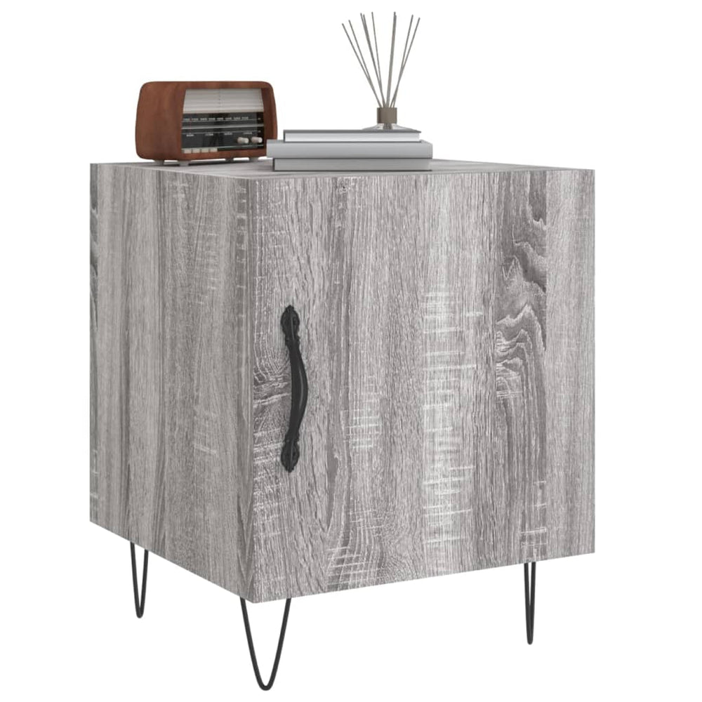 Nachtkastje 40x40x50 cm bewerkt hout grijs sonoma eikenkleurig MeubelReus