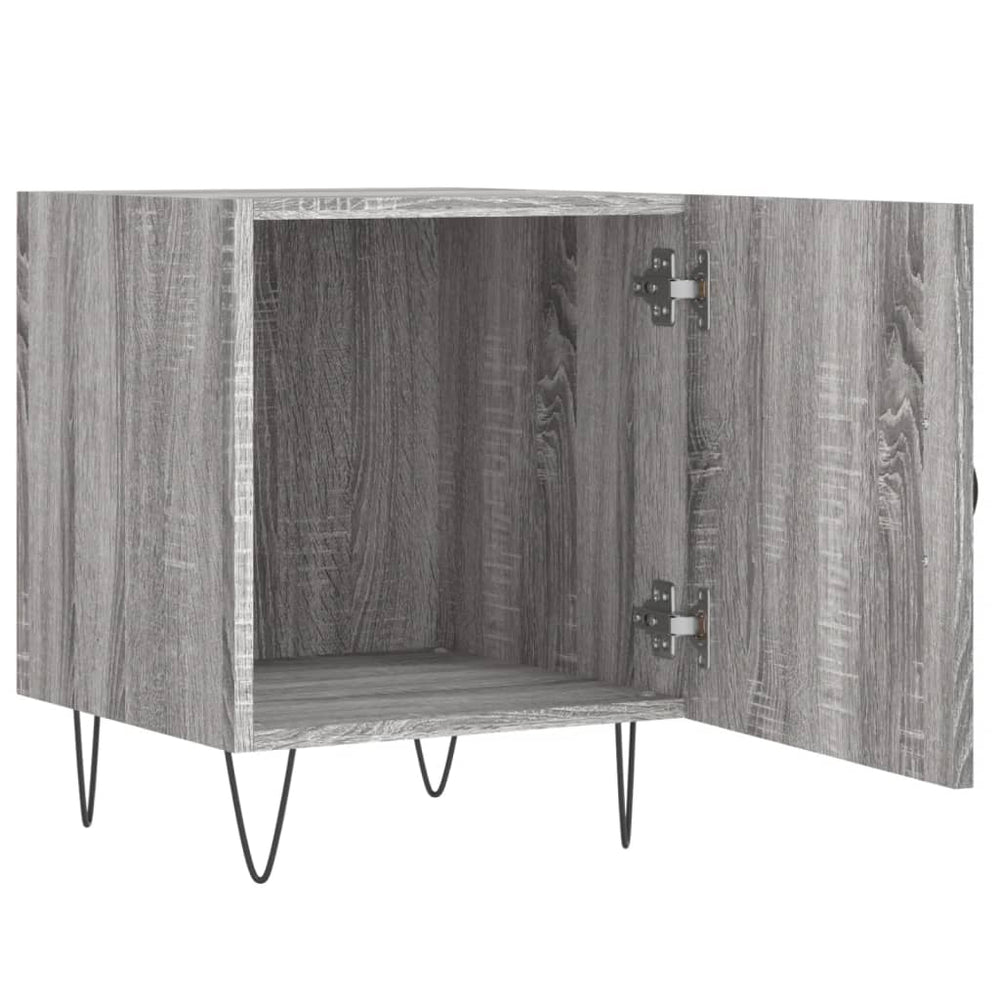 Nachtkastje 40x40x50 cm bewerkt hout grijs sonoma eikenkleurig MeubelReus