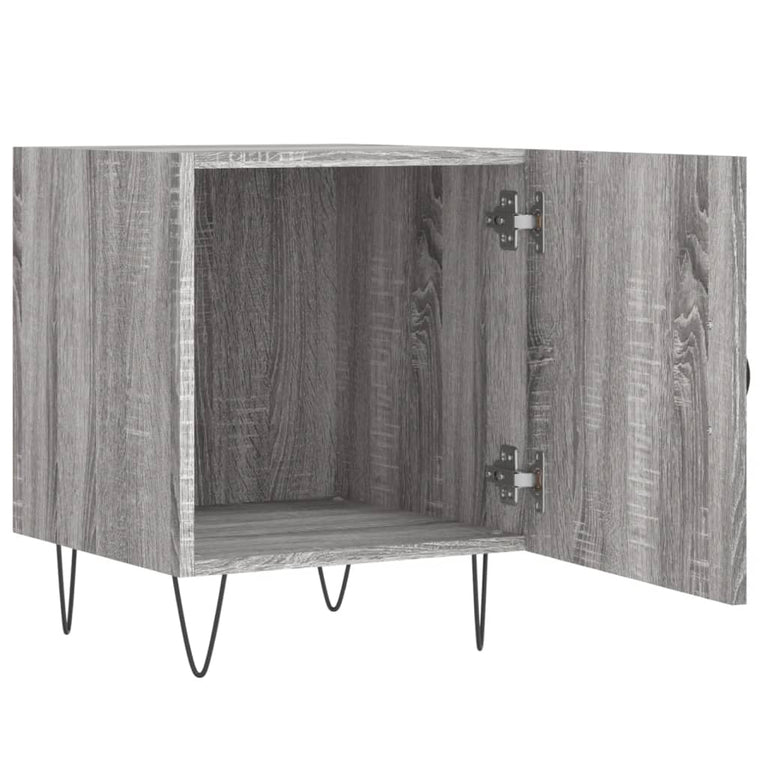 Nachtkastje 40x40x50 cm bewerkt hout grijs sonoma eikenkleurig MeubelReus