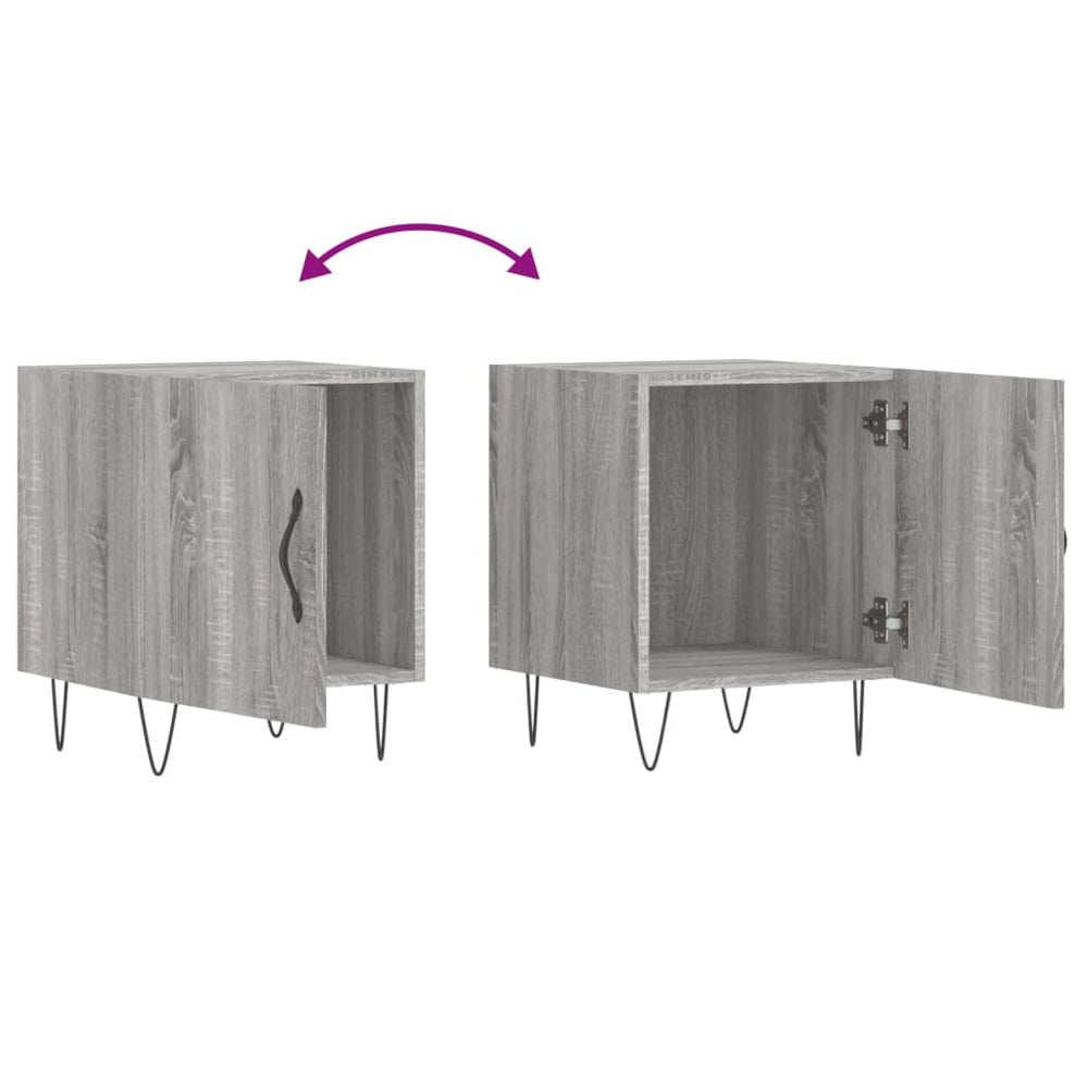 Nachtkastjes 2 st 40x40x50 cm bewerkt hout grijs sonoma eiken MeubelReus