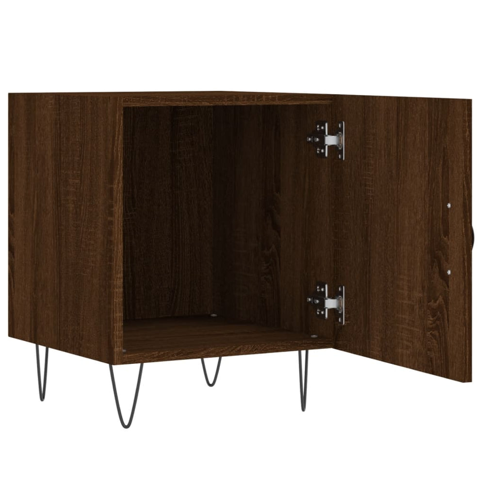 Nachtkastje 40x40x50 cm bewerkt hout bruin eikenkleur MeubelReus
