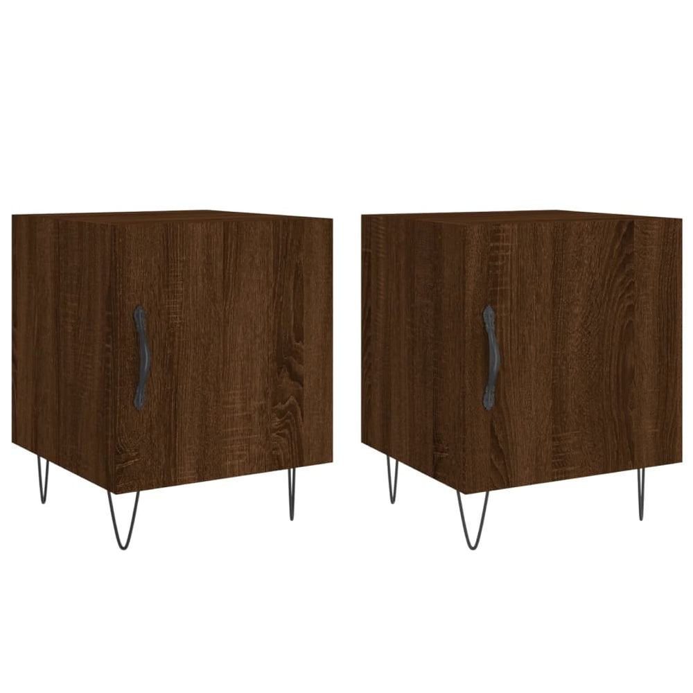 Nachtkastjes 2 st 40x40x50 cm bewerkt hout bruin eikenkleur MeubelReus
