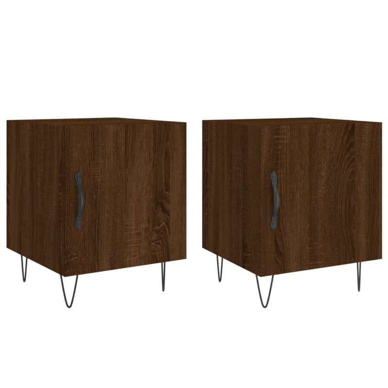 Nachtkastjes 2 st 40x40x50 cm bewerkt hout bruin eikenkleur MeubelReus