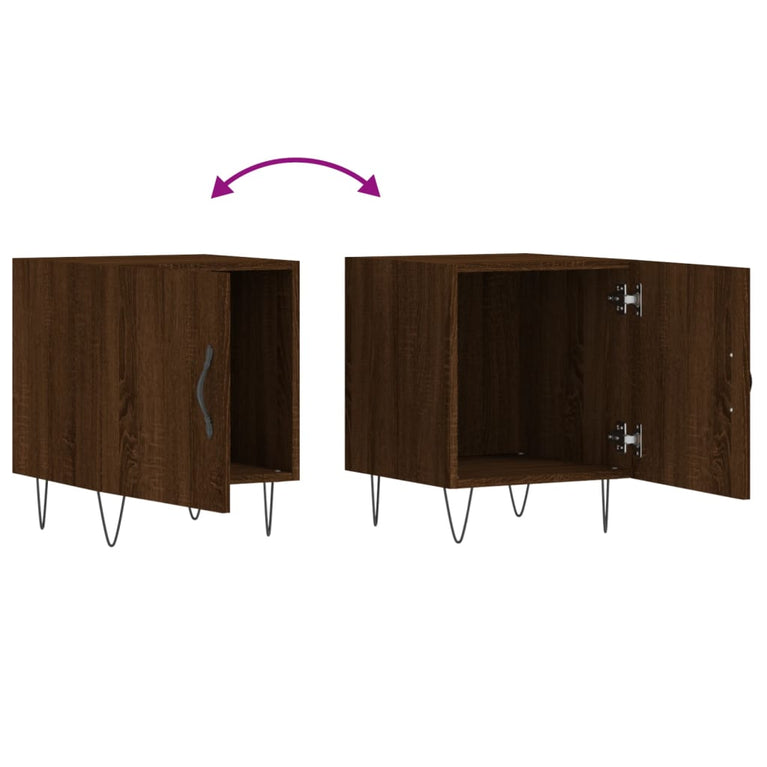 Nachtkastjes 2 st 40x40x50 cm bewerkt hout bruin eikenkleur MeubelReus