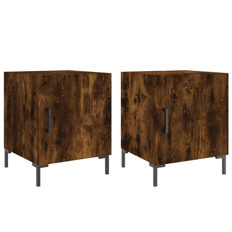 Nachtkastjes 2 st 40x40x50 cm bewerkt hout gerookt eikenkleurig MeubelReus
