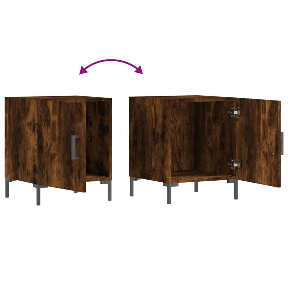 Nachtkastjes 2 st 40x40x50 cm bewerkt hout gerookt eikenkleurig MeubelReus