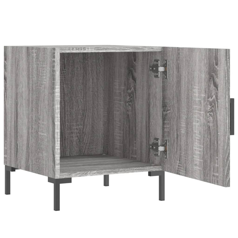Nachtkastje 40x40x50 cm bewerkt hout grijs sonoma eikenkleurig MeubelReus