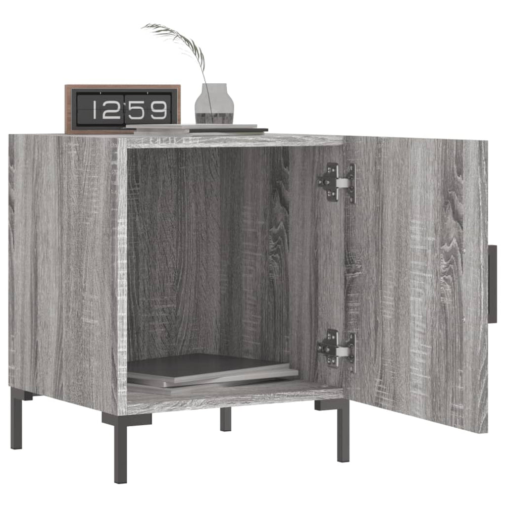 Nachtkastje 40x40x50 cm bewerkt hout grijs sonoma eikenkleurig MeubelReus