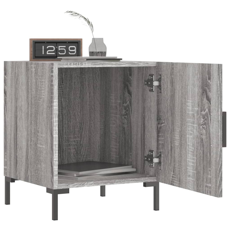 Nachtkastje 40x40x50 cm bewerkt hout grijs sonoma eikenkleurig MeubelReus