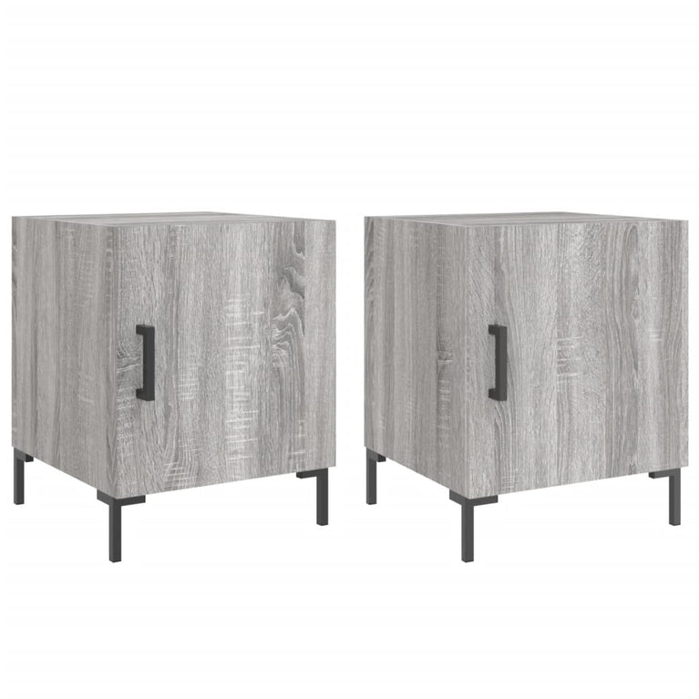 Nachtkastjes 2 st 40x40x50 cm bewerkt hout grijs sonoma eiken MeubelReus