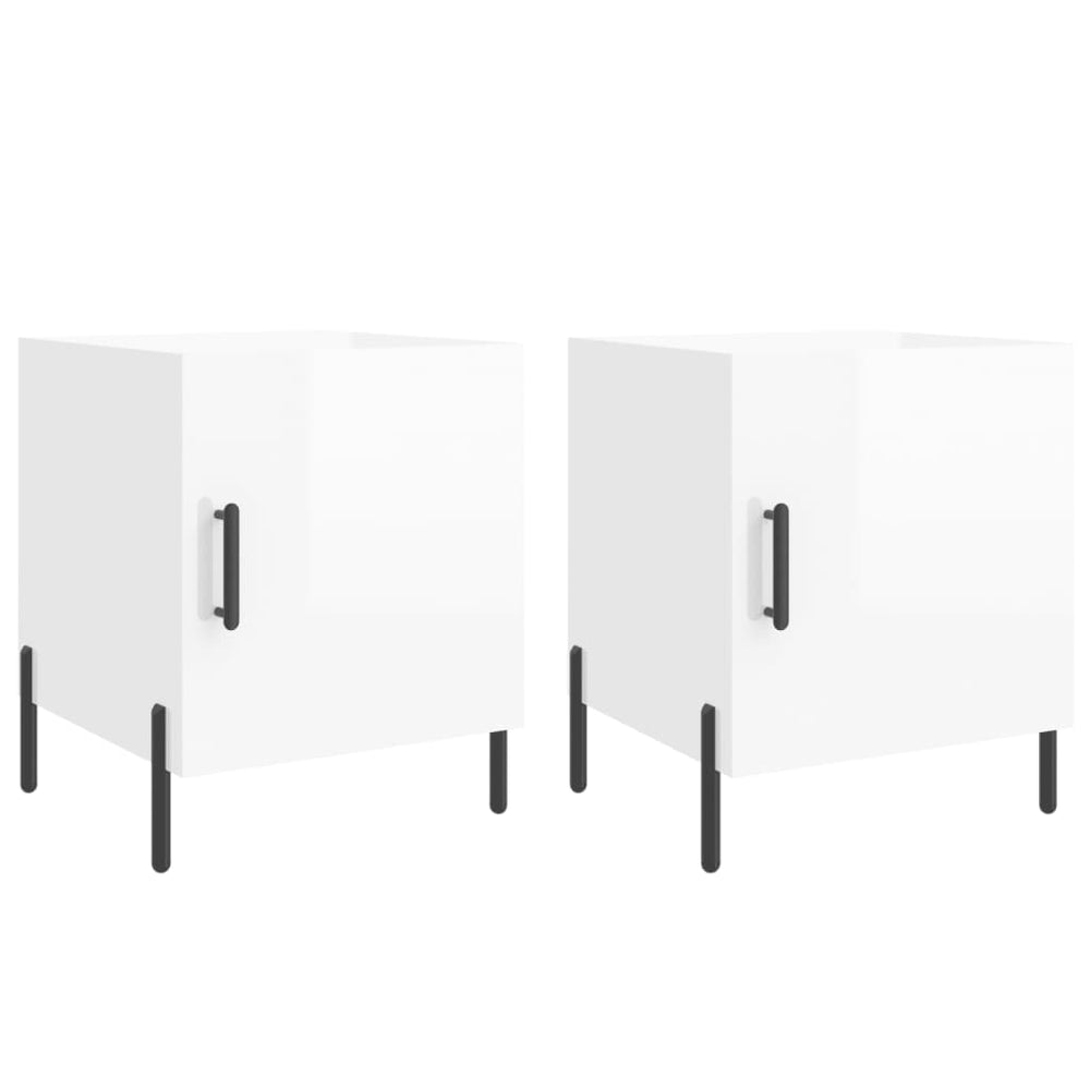Nachtkastjes 2 st 40x40x50 cm bewerkt hout hoogglans wit MeubelReus
