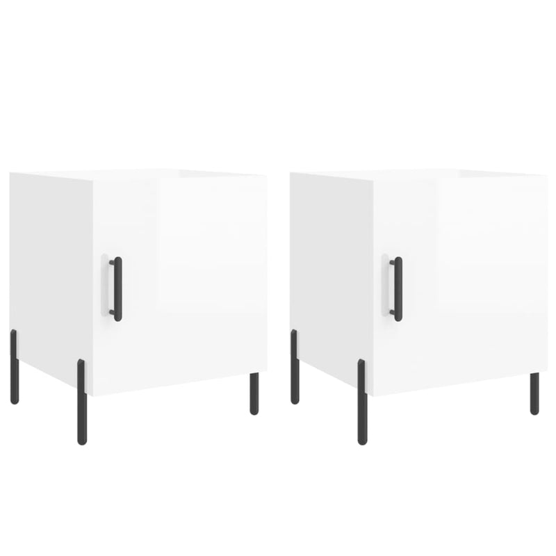 Nachtkastjes 2 st 40x40x50 cm bewerkt hout hoogglans wit MeubelReus
