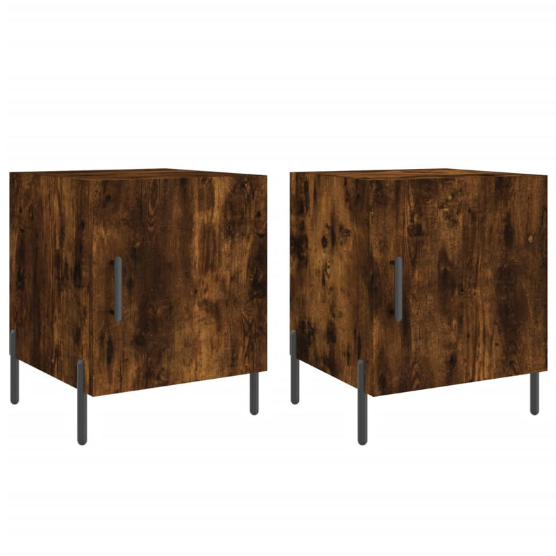 Nachtkastjes 2 st 40x40x50 cm bewerkt hout gerookt eikenkleurig MeubelReus