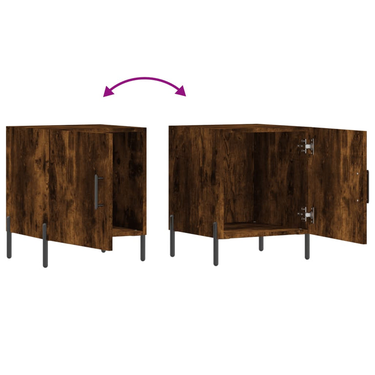 Nachtkastjes 2 st 40x40x50 cm bewerkt hout gerookt eikenkleurig MeubelReus