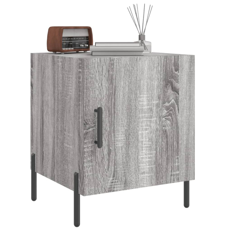Nachtkastje 40x40x50 cm bewerkt hout grijs sonoma eikenkleurig MeubelReus