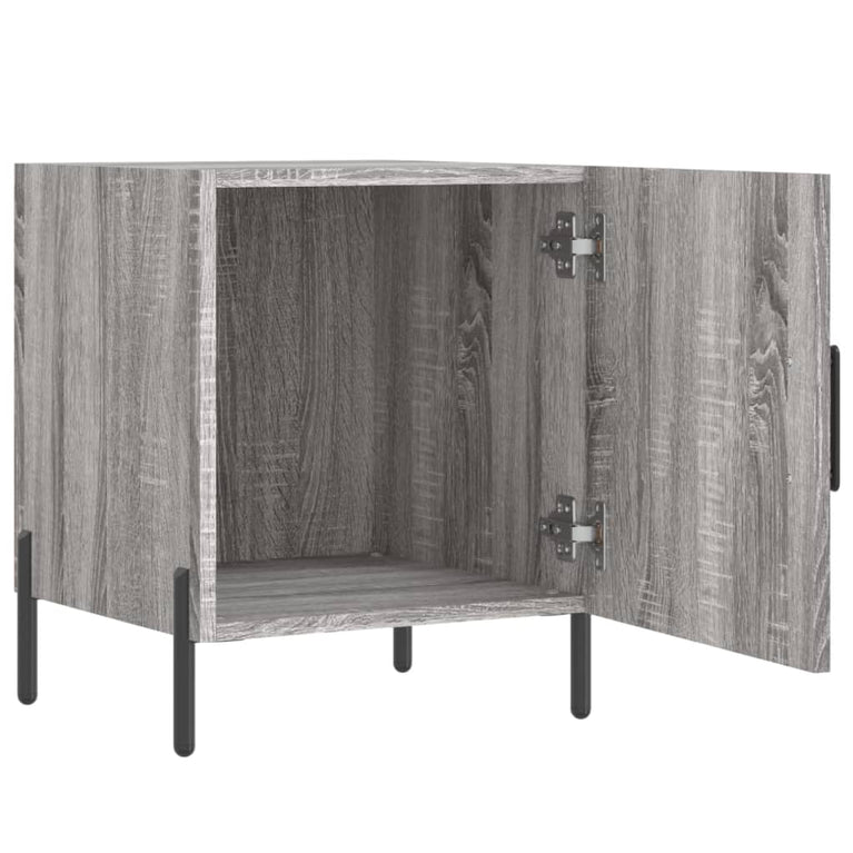 Nachtkastje 40x40x50 cm bewerkt hout grijs sonoma eikenkleurig MeubelReus